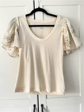 Anthropologie Cream Puff Sleeve Tank Top